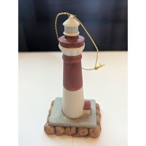 Vintage 1995 Lefton BARNEGAT NJ LIGHTHOUSE  Porcelain Christmas Ornament 4"